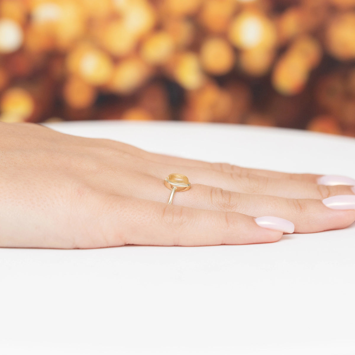 bague en argent plaqué or avec citrine jp084-925-zz