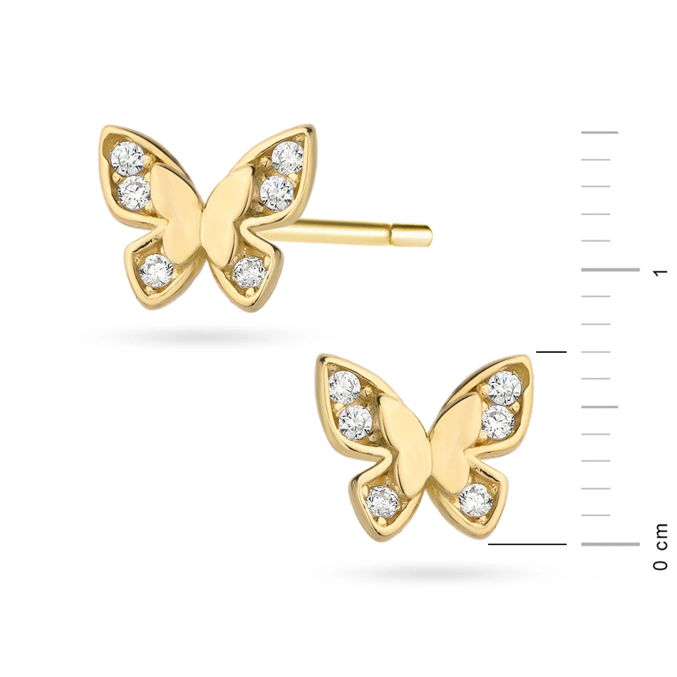 Children’s Gold Butterfly Earrings with Zirconia