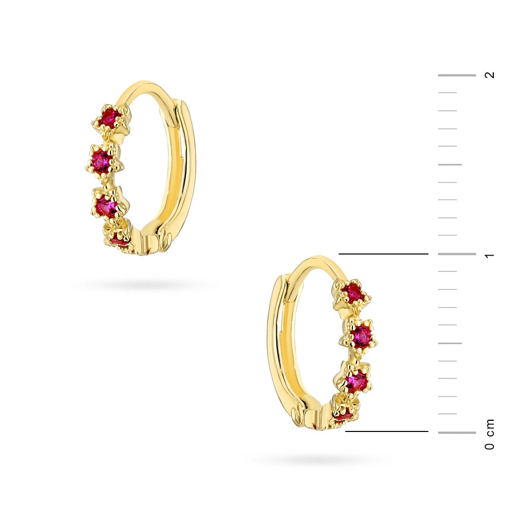 goldene Creolen-Ohrringe mit Zirkonia-Blumen k-gw-837-585