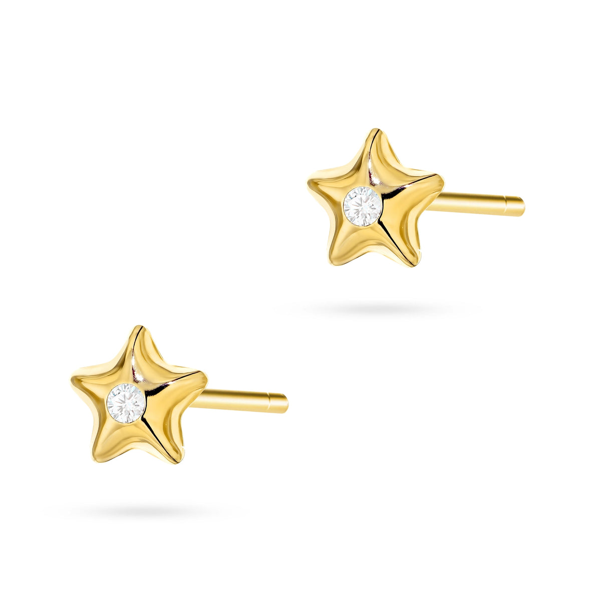 Gelbgold Stern-Ohrstecker mit Zirkonia