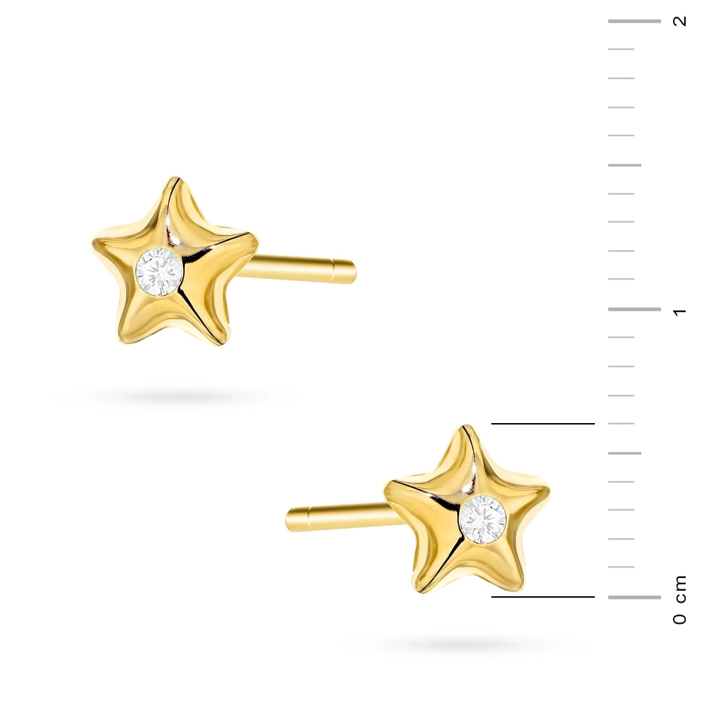 Gelbgold Stern-Ohrstecker mit Zirkonia