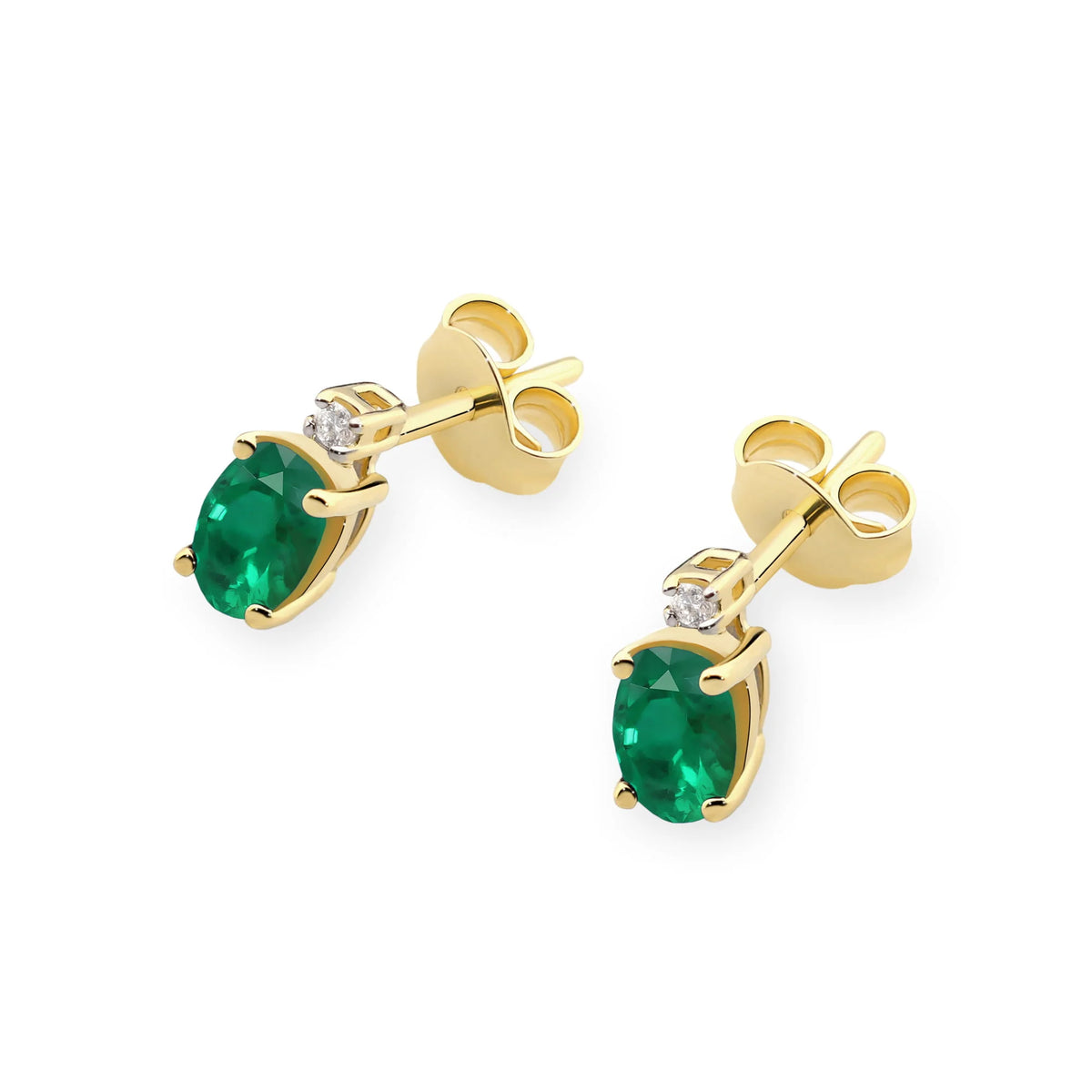 zlaté náušnice s 0,40 ct smaragdem a 0,029 ct diamanty k0001-emg-01