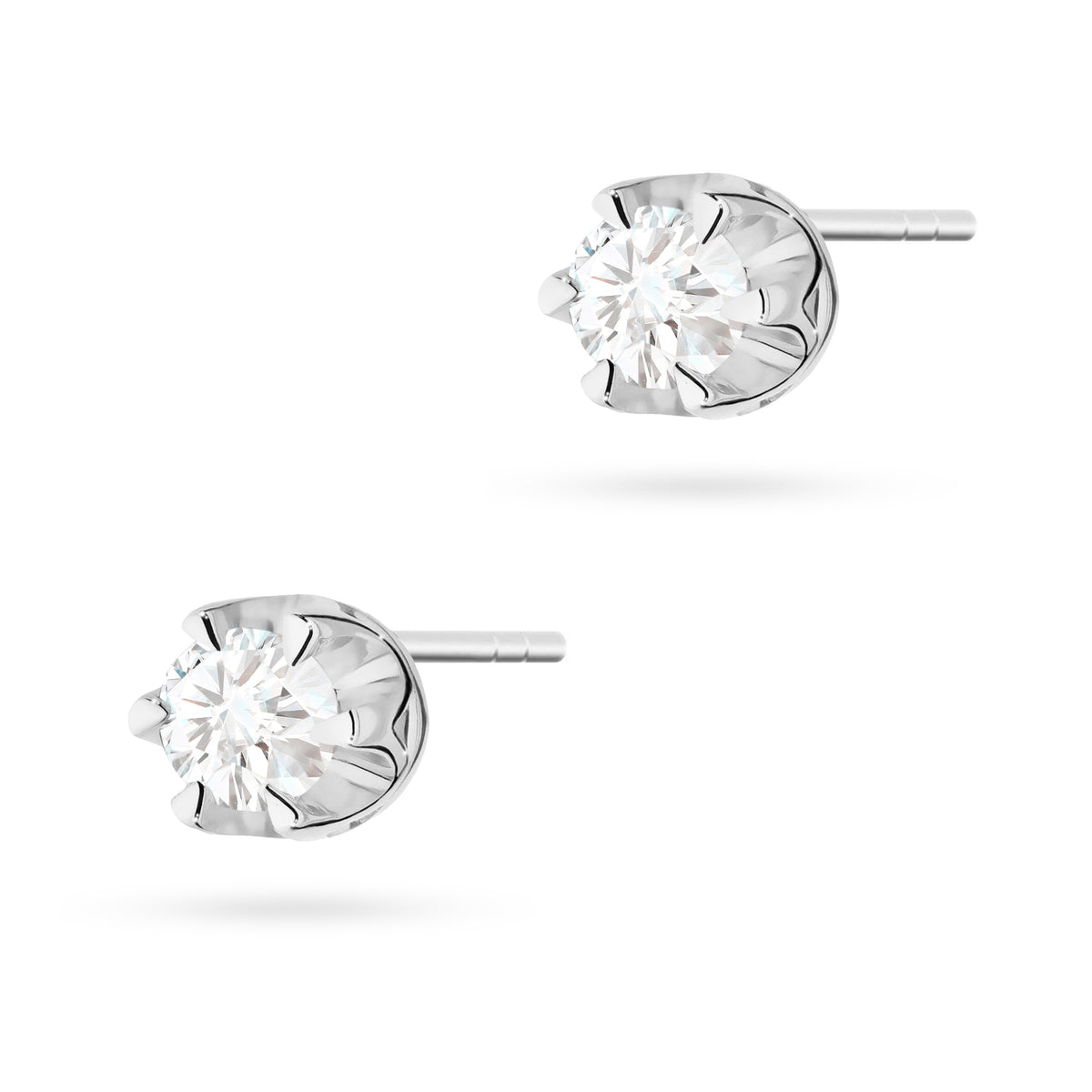 White Gold Earrings with 0.12 ct Diamonds | 585 (14k) White Gold Stud Earrings