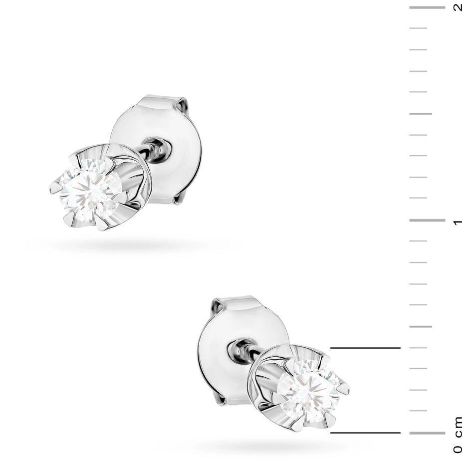 White Gold Earrings with 0.10 ct Diamonds | 585 (14k) White Gold Stud Earrings