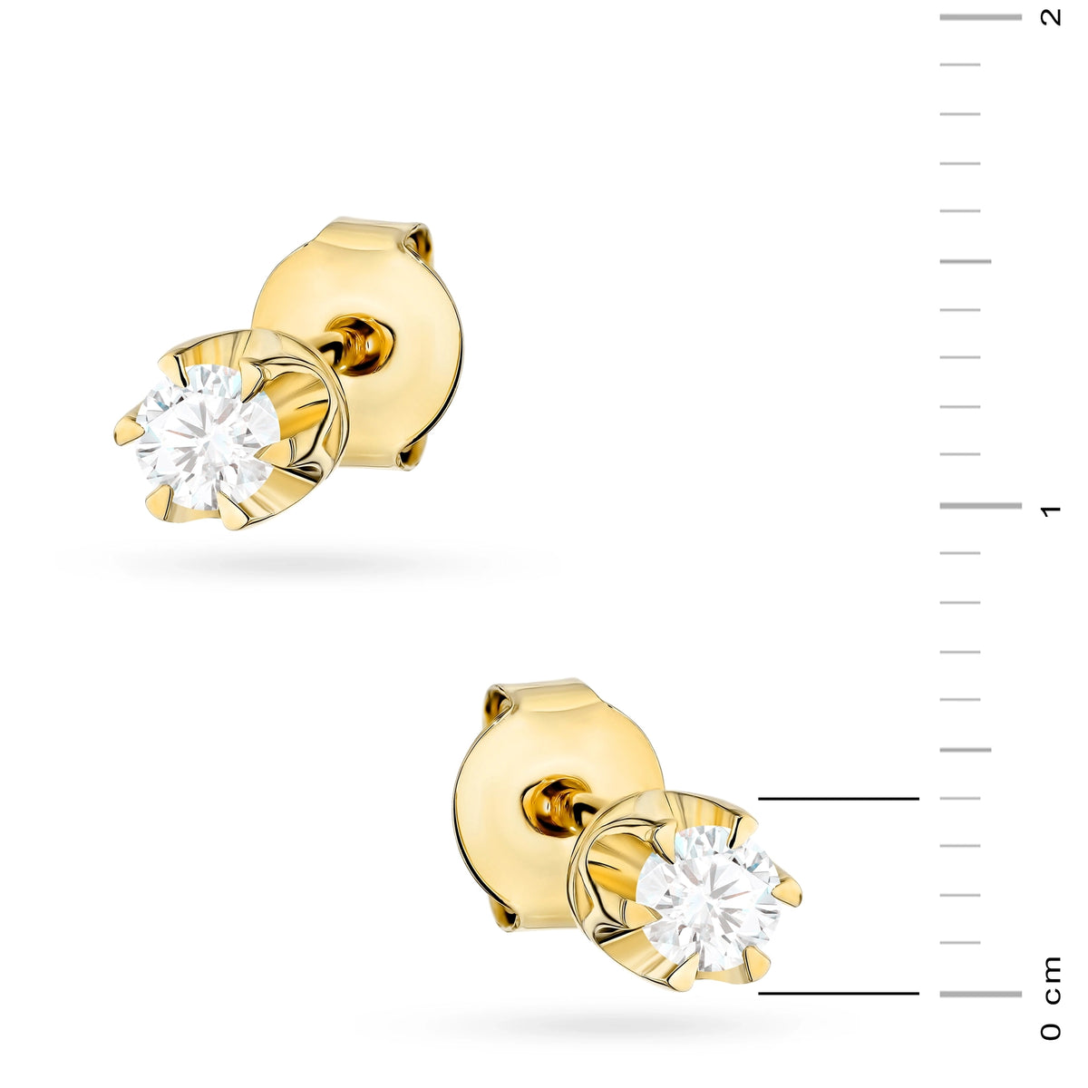 Gold Earrings with 0.10 ct Diamonds | 585 (14k) Gold Stud Earrings