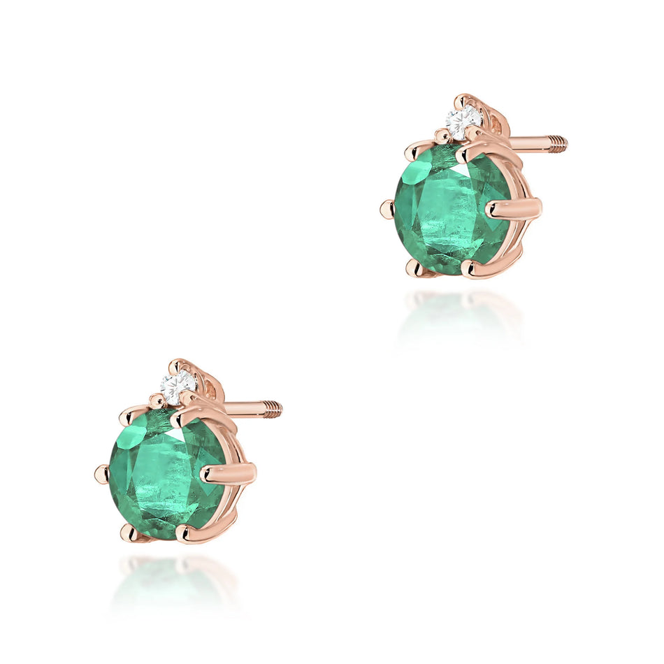 Gold Earrings with 0.50ct Emeralds and 0.029ct Diamonds