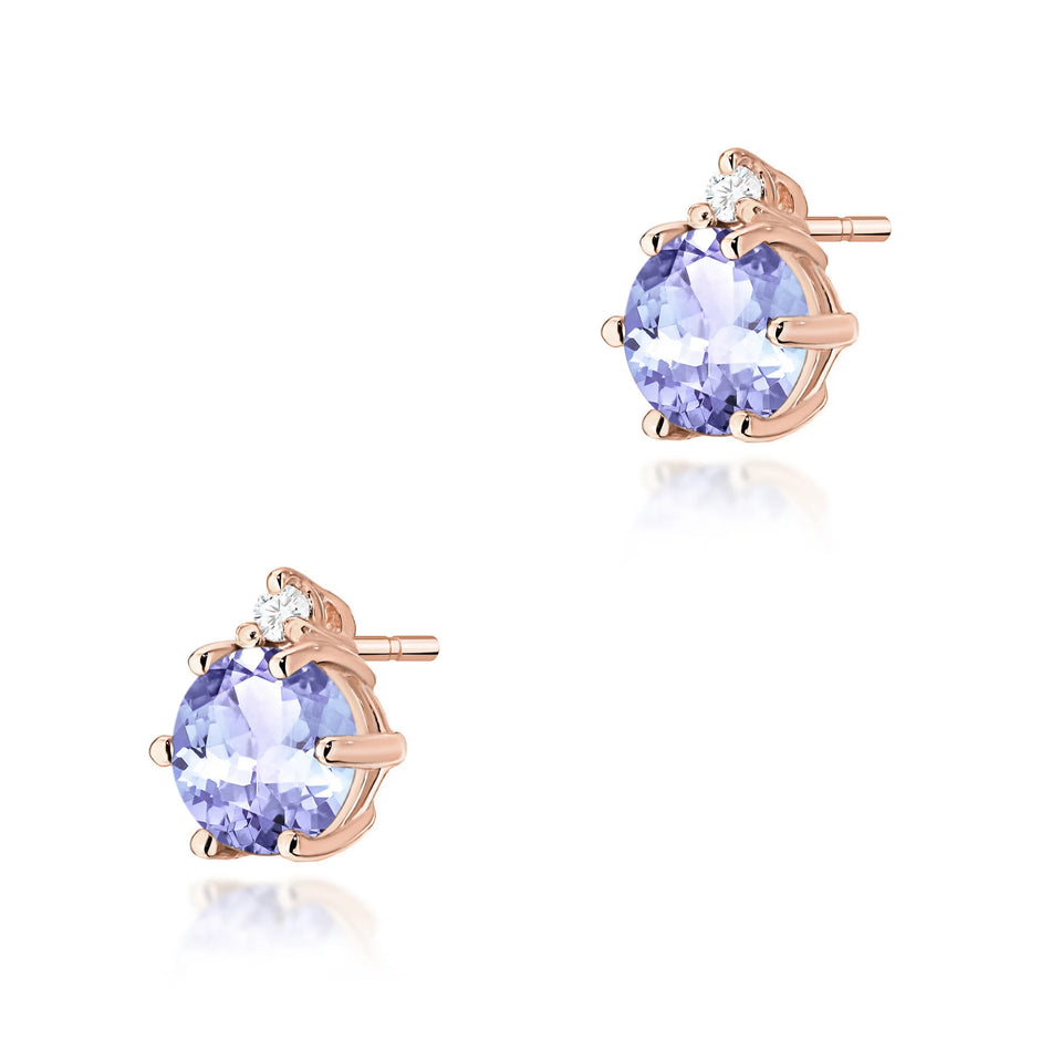 Zlaté náušnice s 0,50 ct tanzanitmi a 0,029 ct diamantmi