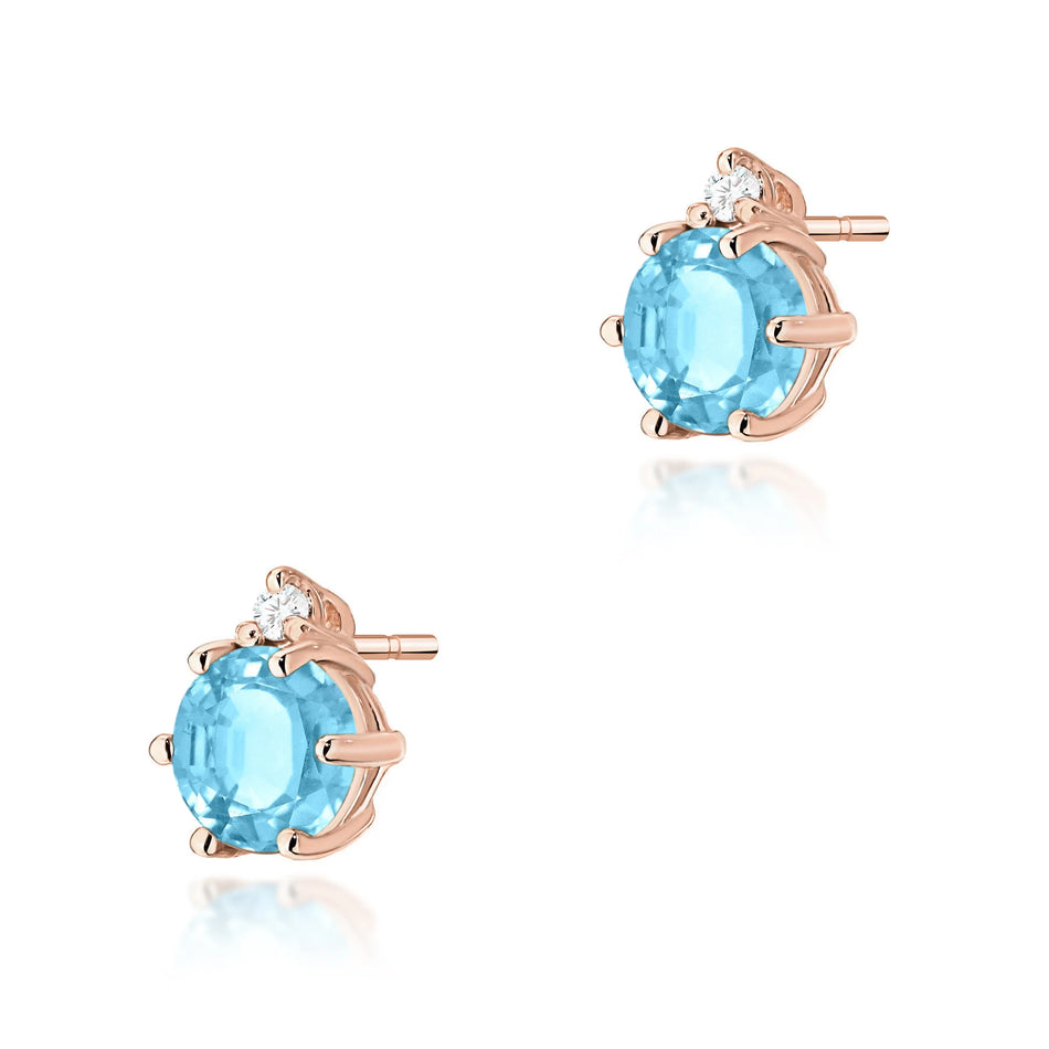 Zlaté náušnice s topásmi 0,50 ct a diamantmi 0,029 ct