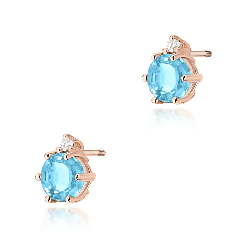 Zlaté náušnice s topásmi 0,50 ct a diamantmi 0,029 ct