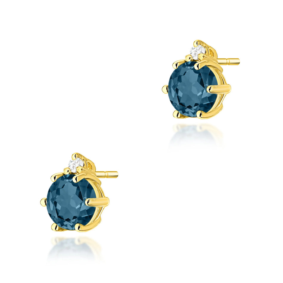 Goldohrringe mit 0,50 ct London Blue Topasen und 0,029 ct Diamanten