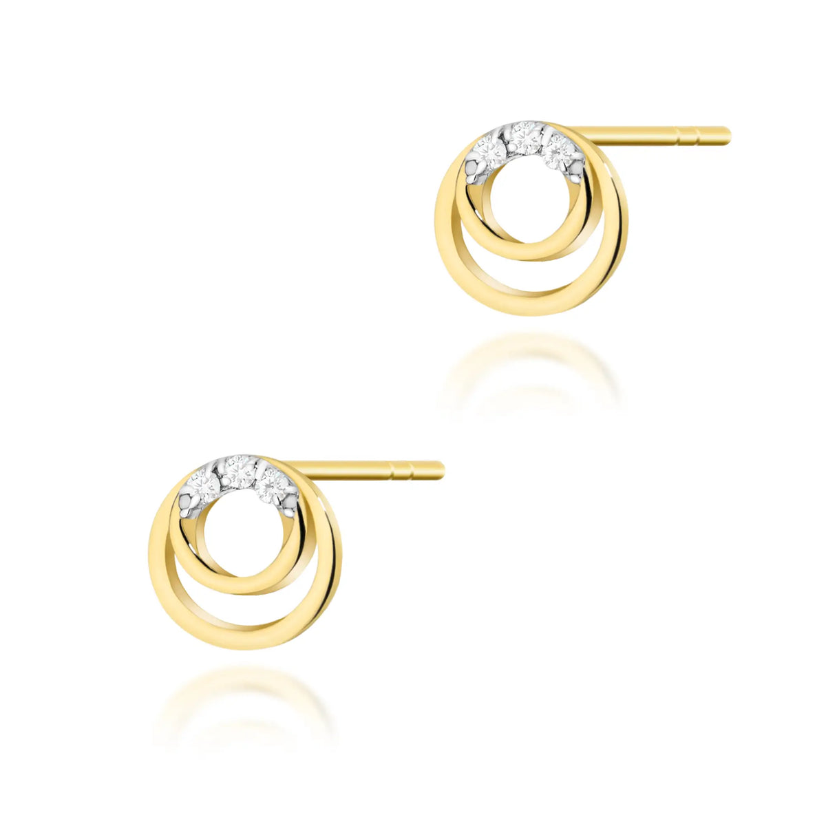 Gold Earrings with 0.03 ct Diamonds | 585 (14k) Gold Stud Earrings