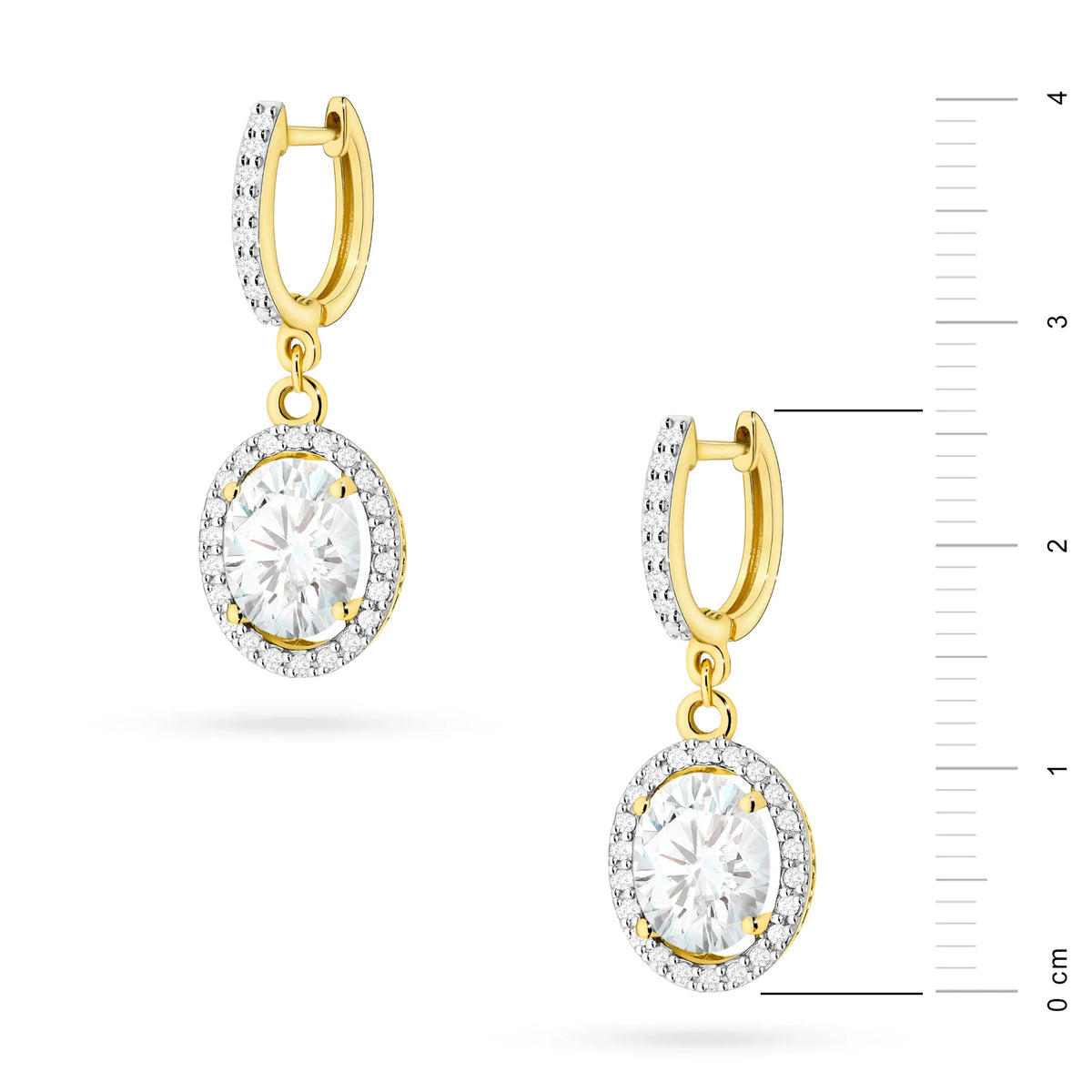 Gold Earrings with 2 x 1.90 ct and 0.005 ct Lab-Grown Diamonds | 585 (14k) Gold English Clasp Earrings
