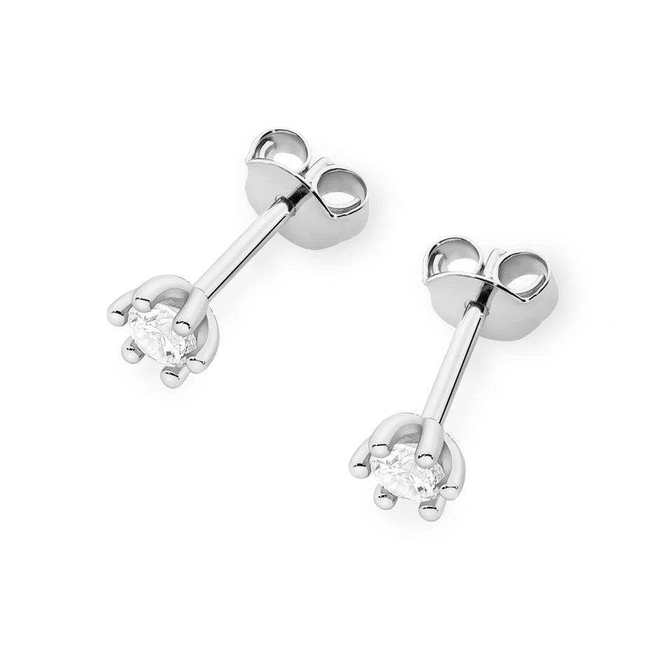 White Gold Earrings with 0.08 ct Diamonds | 585 (14k) White Gold Stud Earrings