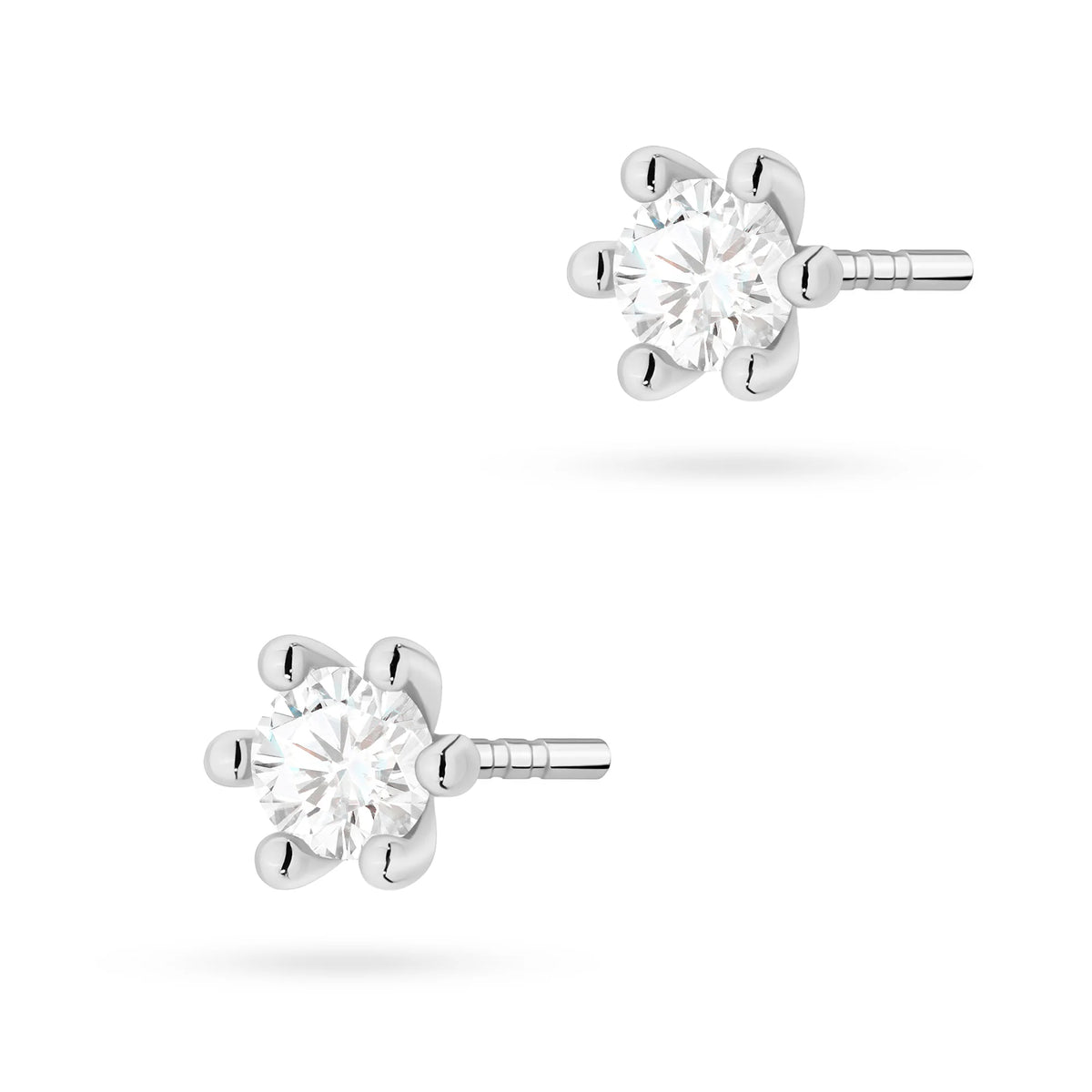 White Gold Earrings with 0.15 ct Diamonds | 585 (14k) White Gold Stud Earrings