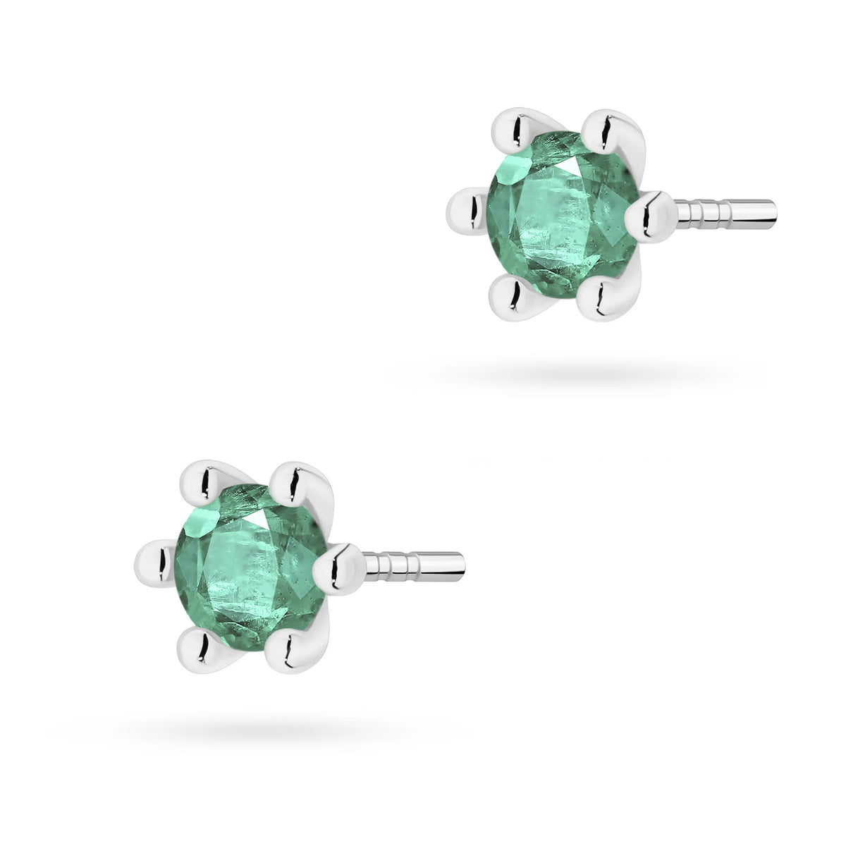 White Gold Earrings with 0.30 ct Emeralds | 585 (14k) White Gold Stud Earrings