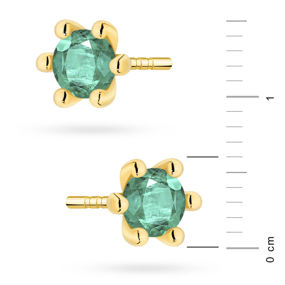Gold Earrings with 0.30 ct Emeralds | 585 (14k) Gold Stud Earrings
