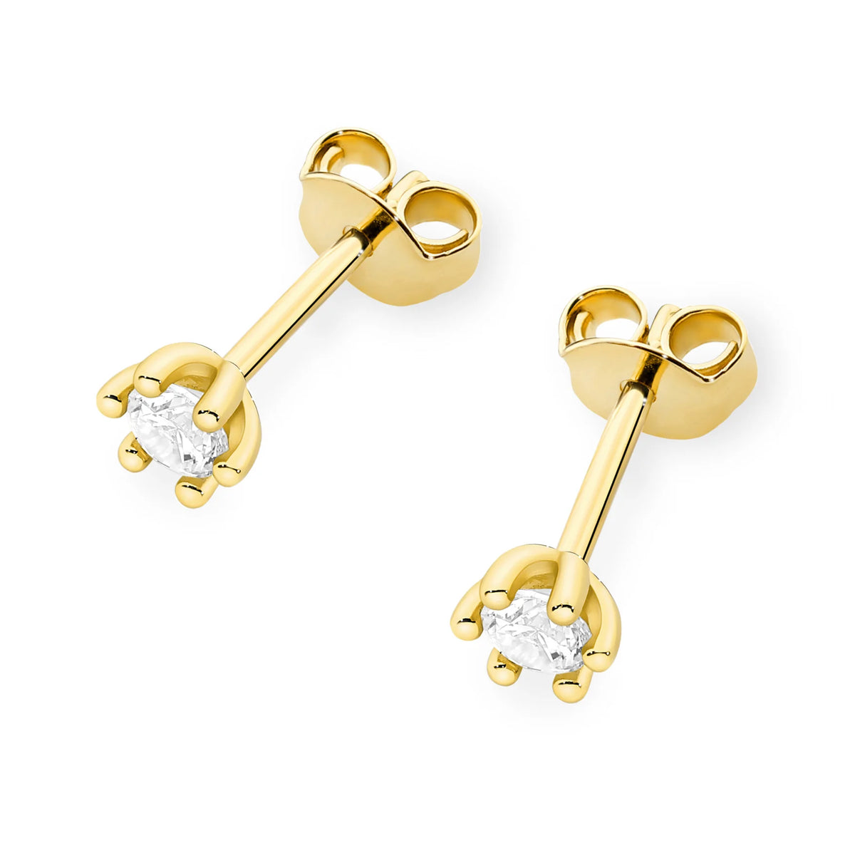 Gold Earrings with 0.10 ct Lab-Grown Diamonds | 585 (14k) Gold Stud Earrings