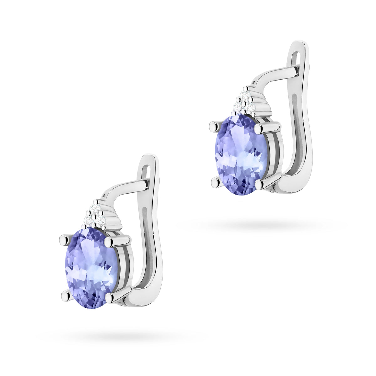 zlaté náušnice se 2 x 0,70 ct tanzanity a 0,052 ct doplňujícími diamanty k0308-tap-01
