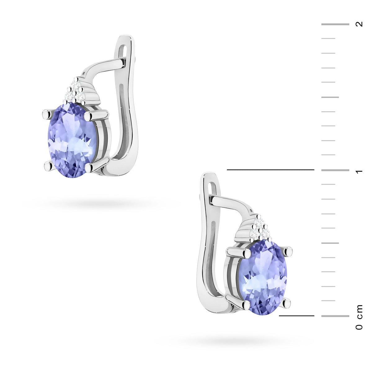 zlaté náušnice se 2 x 0,70 ct tanzanity a 0,052 ct doplňujícími diamanty k0308-tap-01