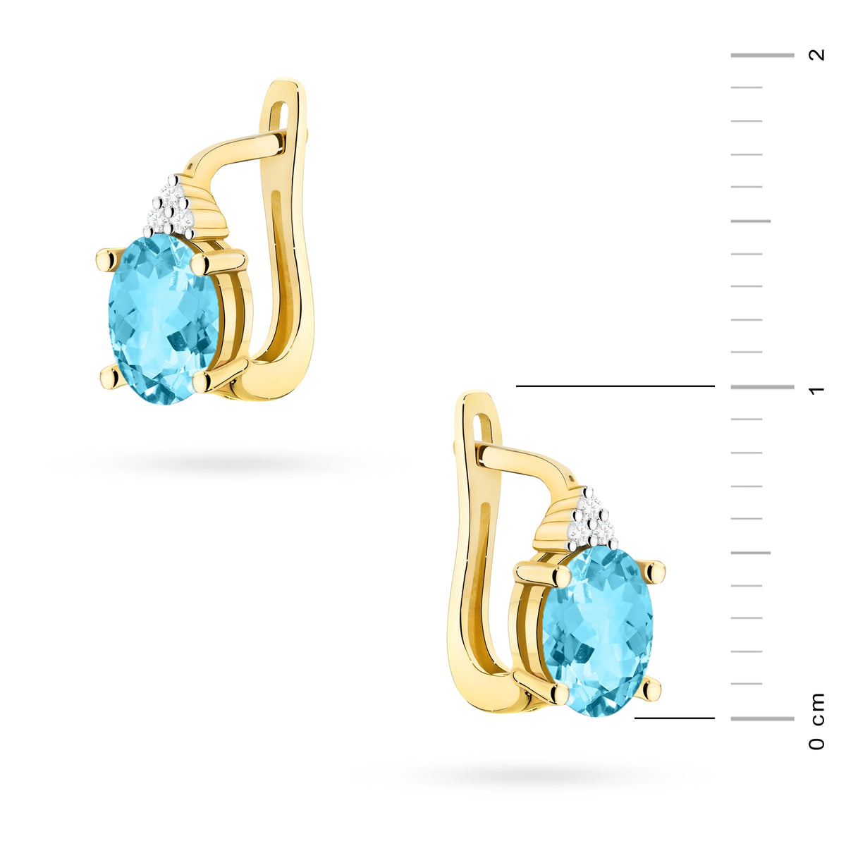 zlaté náušnice se 2 x 0,90 ct topazy a 0,052 ct doplňujícími diamanty k0308-tob-01
