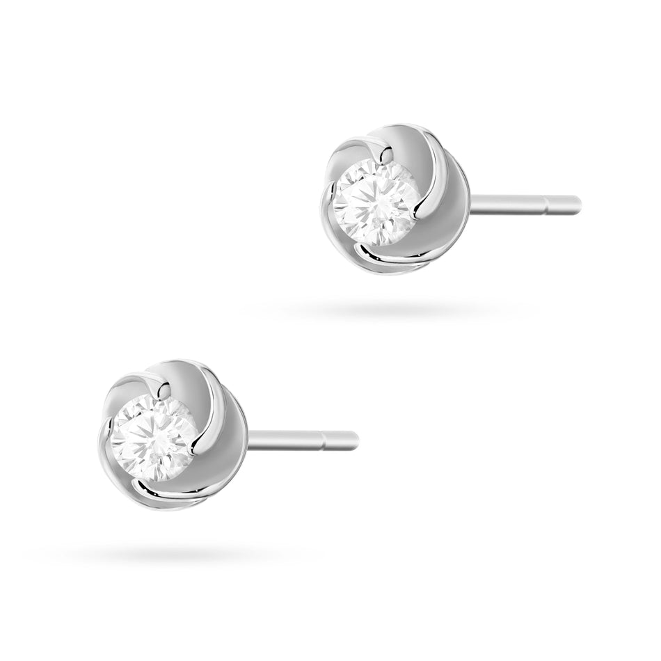 White Gold Earrings with 0.10 ct Diamonds | 585 (14k) White Gold Stud Earrings