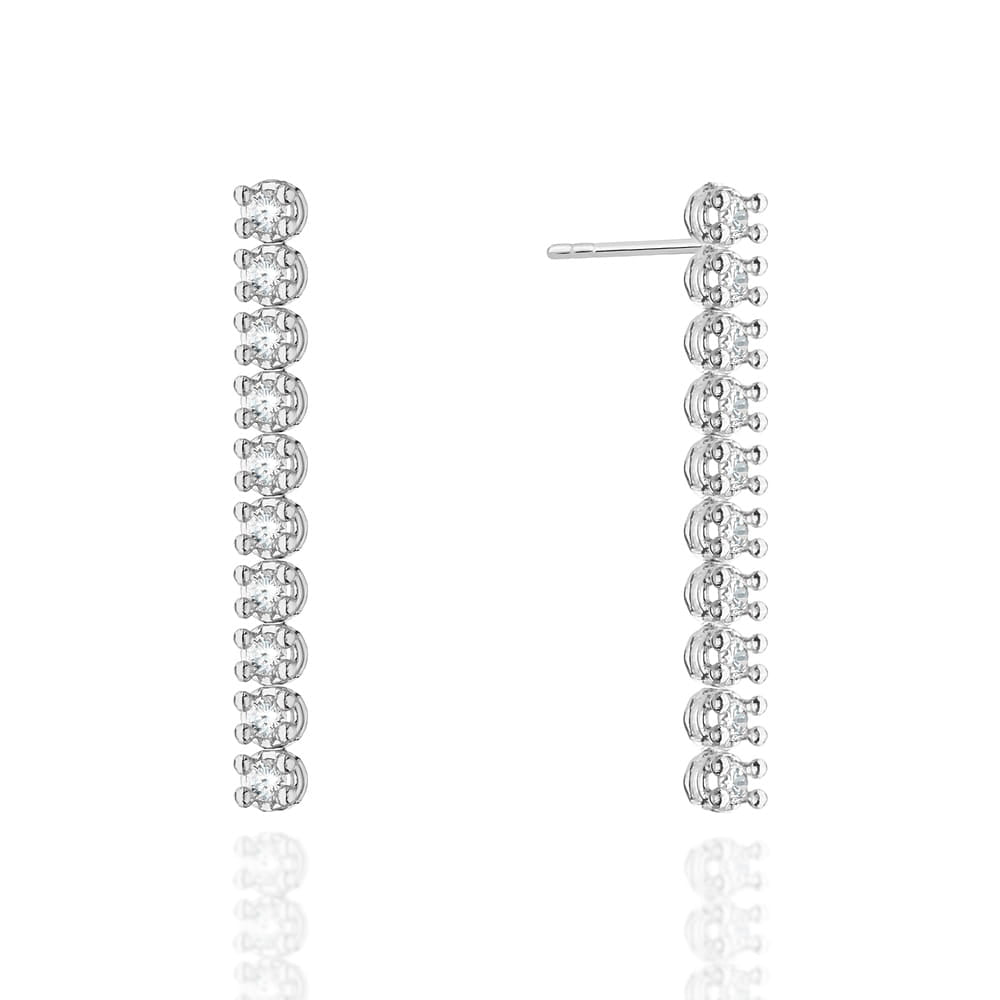 White Gold Earrings with 0.8 ct Diamonds | 585 (14k) White Gold Stud Earrings
