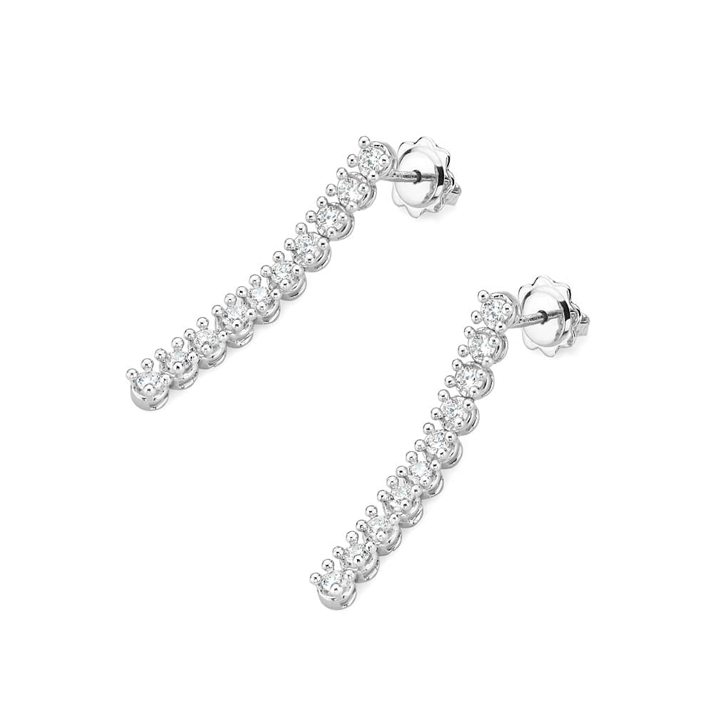 White Gold Earrings with 0.8 ct Diamonds | 585 (14k) White Gold Stud Earrings