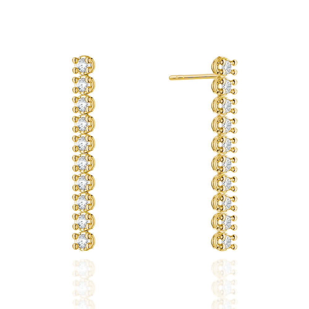 Gold Earrings with 0.8 ct Diamonds | 585 (14k) Gold Stud Earrings