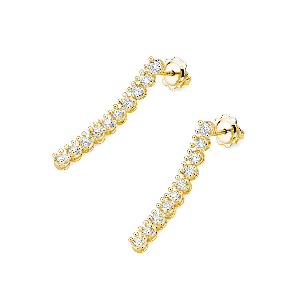 Gold Earrings with 0.8 ct Diamonds | 585 (14k) Gold Stud Earrings