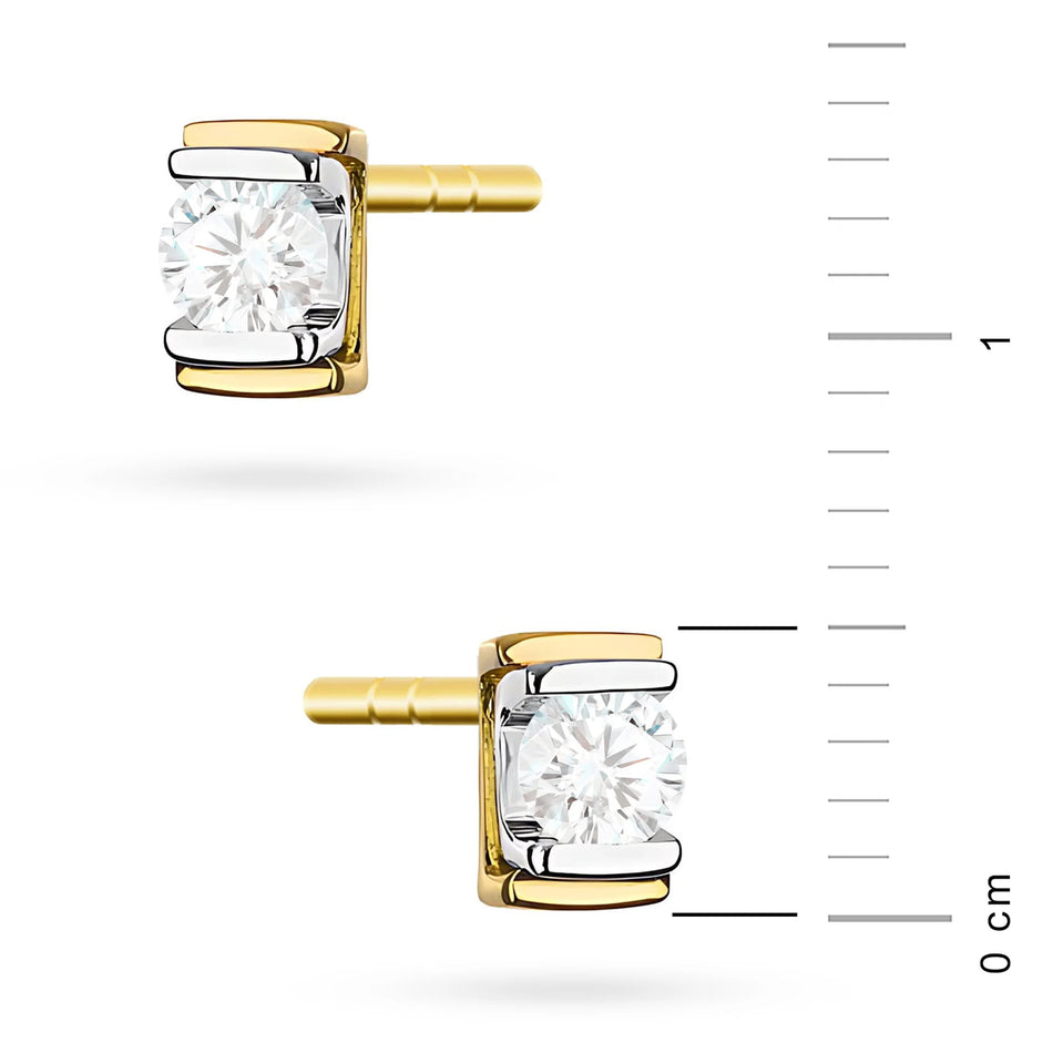 Gold Earrings with 0.10 ct Diamonds | 585 (14k) Gold Stud Earrings