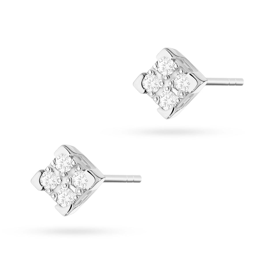 White Gold Earrings with 0.16 ct Diamonds | 585 (14k) White Gold Stud Earrings