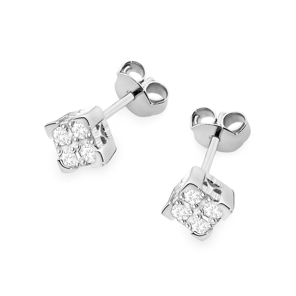 White Gold Earrings with 0.16 ct Diamonds | 585 (14k) White Gold Stud Earrings