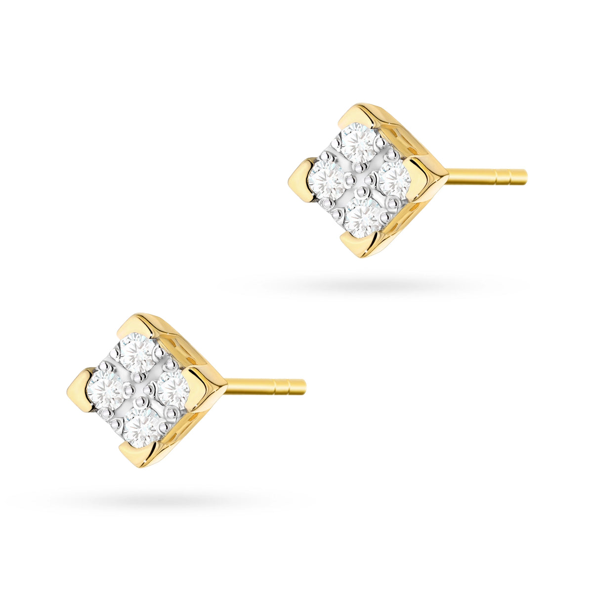 Gold Earrings with 0.16 ct Diamonds | 585 (14k) Gold Stud Earrings