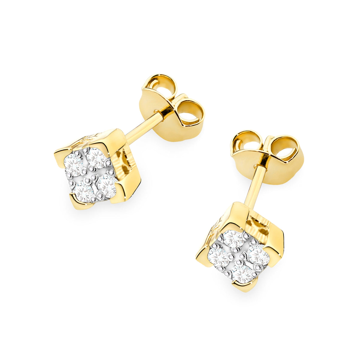 Gold Earrings with 0.16 ct Diamonds | 585 (14k) Gold Stud Earrings