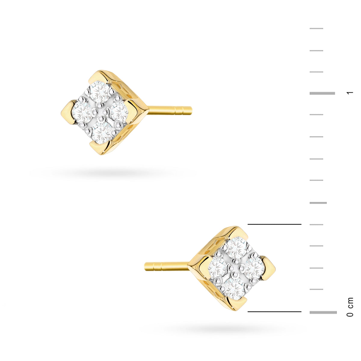 Gold Earrings with 0.16 ct Diamonds | 585 (14k) Gold Stud Earrings