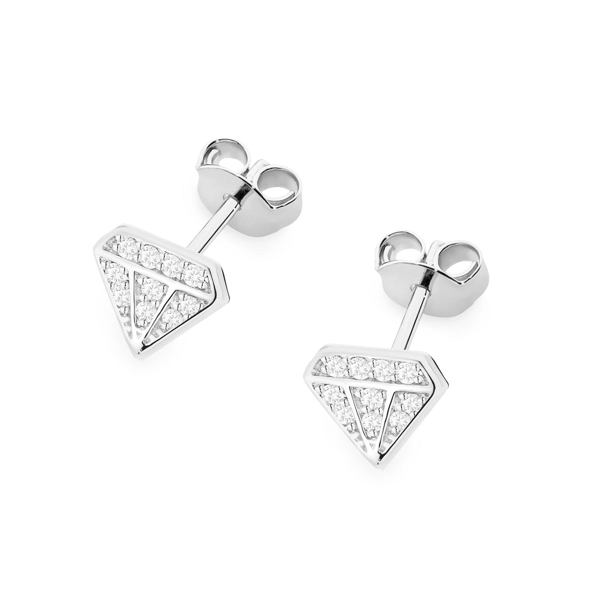 White Gold Earrings with 0.10 ct Diamonds | 585 (14k) White Gold Stud Earrings
