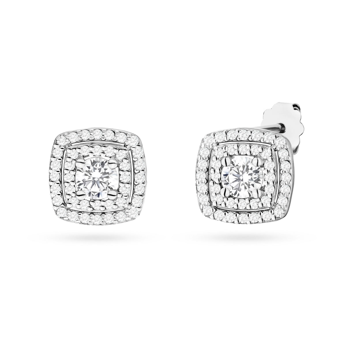 White Gold Earrings with 0.30 ct and 0.40 ct Diamonds | 585 (14k) White Gold Stud Earrings