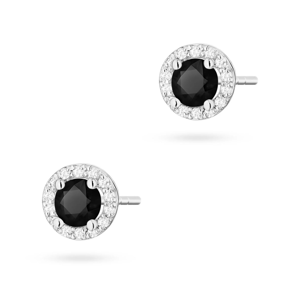 White Gold Earrings with 0.50 ct Black Diamonds and 0.241 ct Diamonds | 585 (14k) White Gold Stud Earrings
