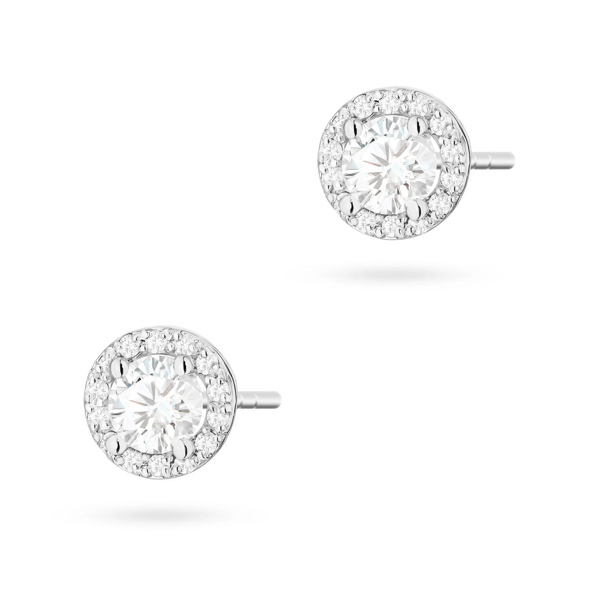 White Gold Earrings with 2 x 0.50 ct and 0.0086 ct Lab-Grown Diamonds | 585 (14k) White Gold Stud Earrings