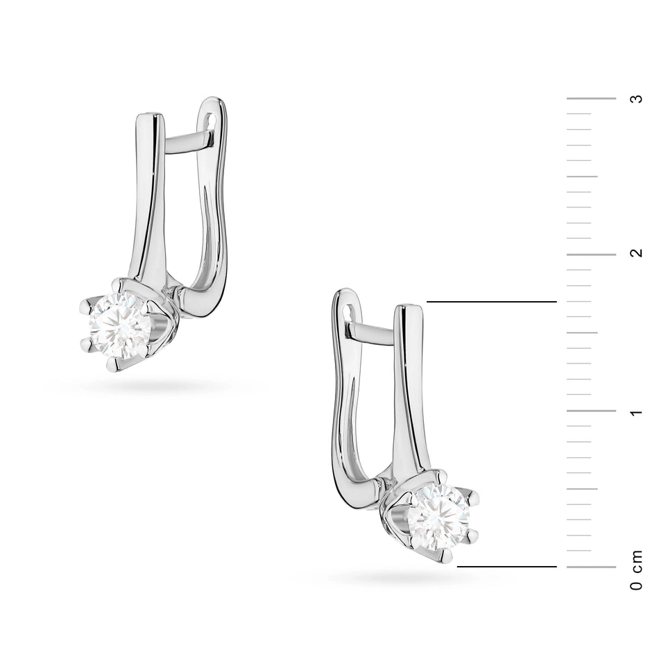 White Gold Earrings with 0.30 ct Lab-Grown Diamonds | 585 (14k) White Gold English Clasp Earrings