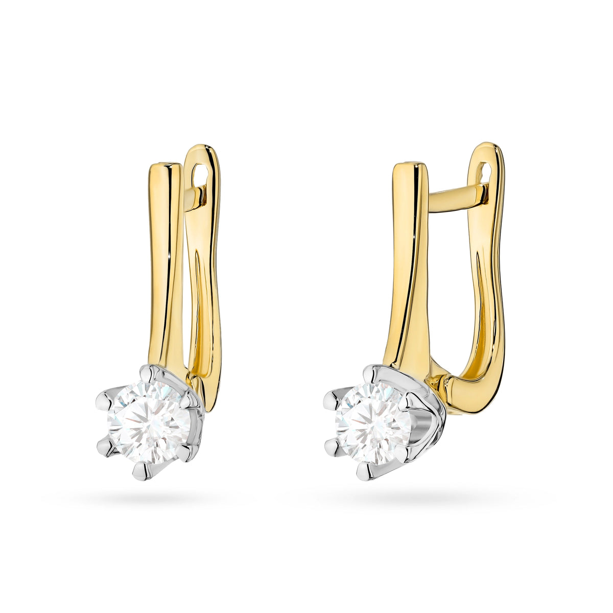 Gold Earrings with 0.30 ct Lab-Grown Diamonds | 585 (14k) Gold English Clasp Earrings