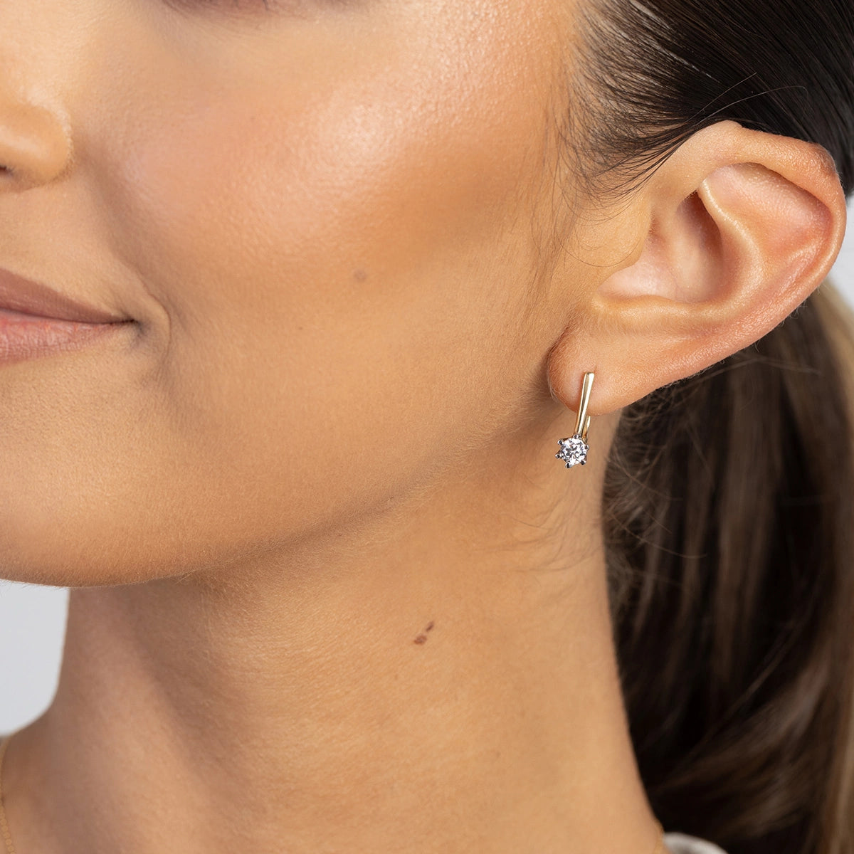 Gold Earrings with 0.30 ct Lab-Grown Diamonds | 585 (14k) Gold English Clasp Earrings