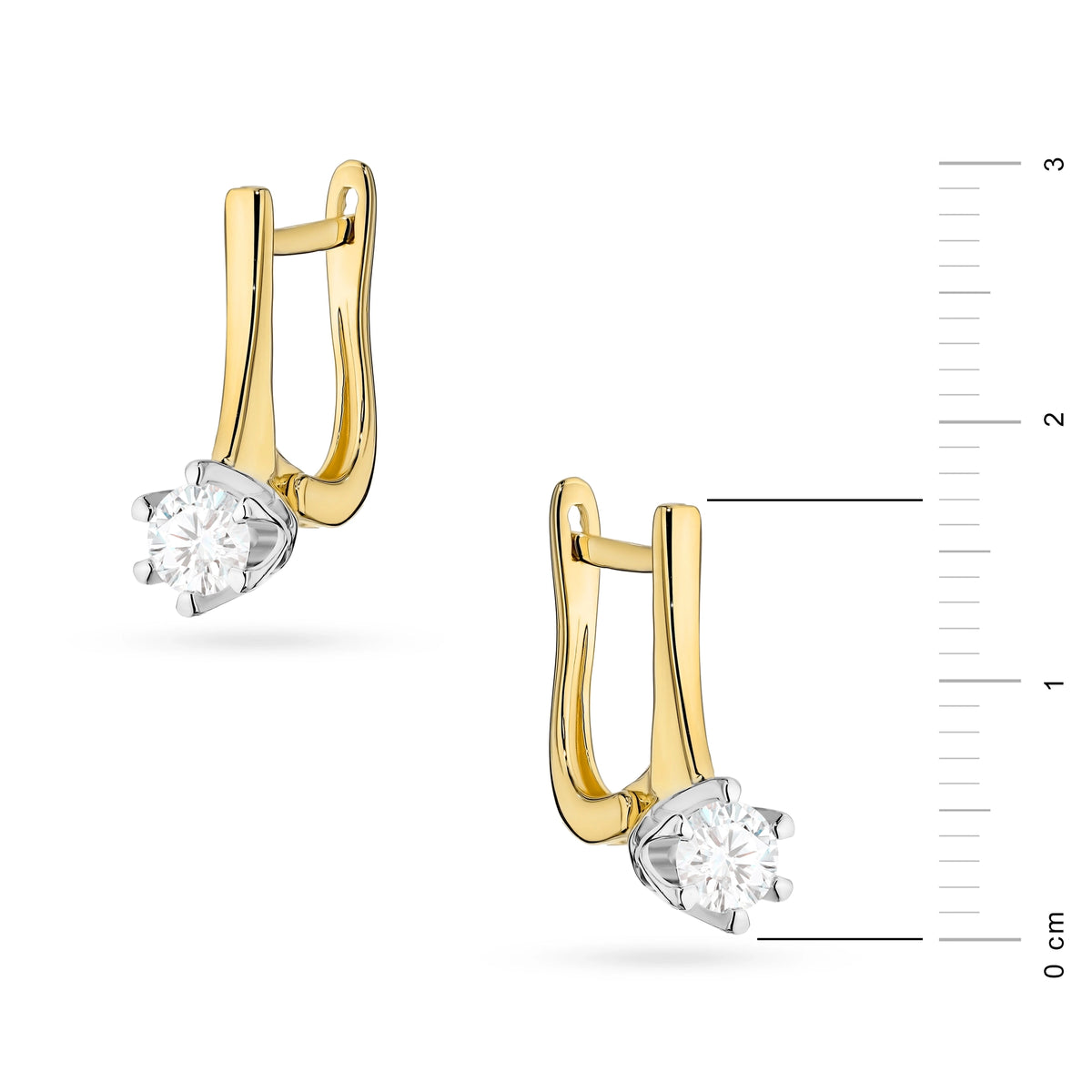 Gold Earrings with 0.30 ct Lab-Grown Diamonds | 585 (14k) Gold English Clasp Earrings