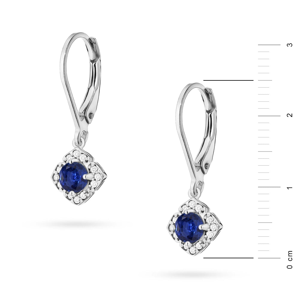 zlaté náušnice se 2 x 0,30 ct safíry a 0,12 ct doplňkovými diamanty k0571 sab 01