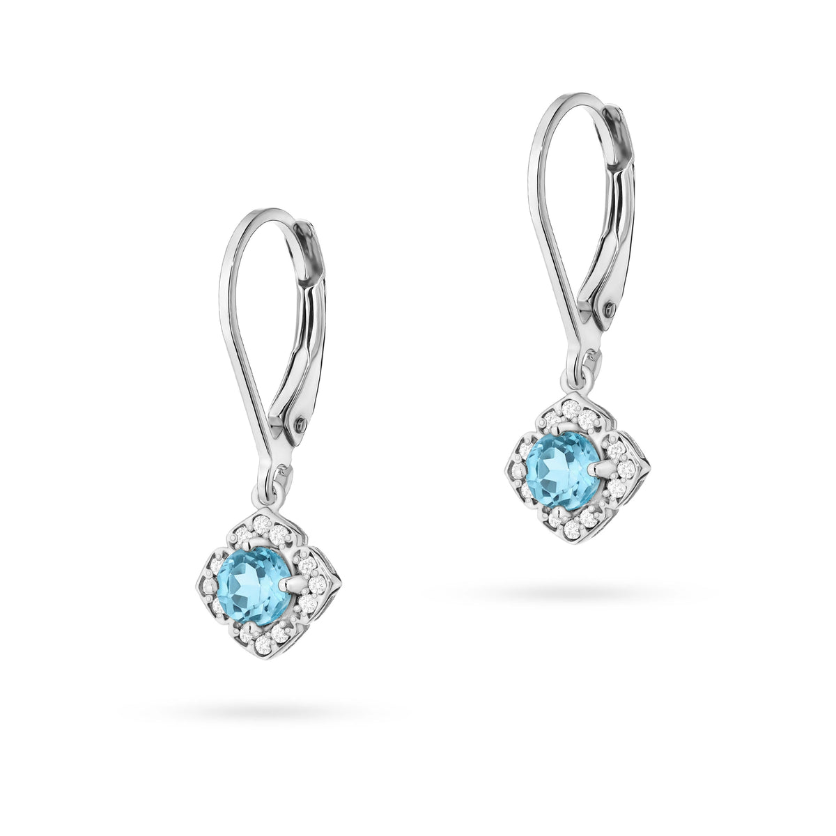 zlaté náušnice se 2 x 0,25ct topazy a 0,12ct doplňkovými diamanty k0571-tob-01