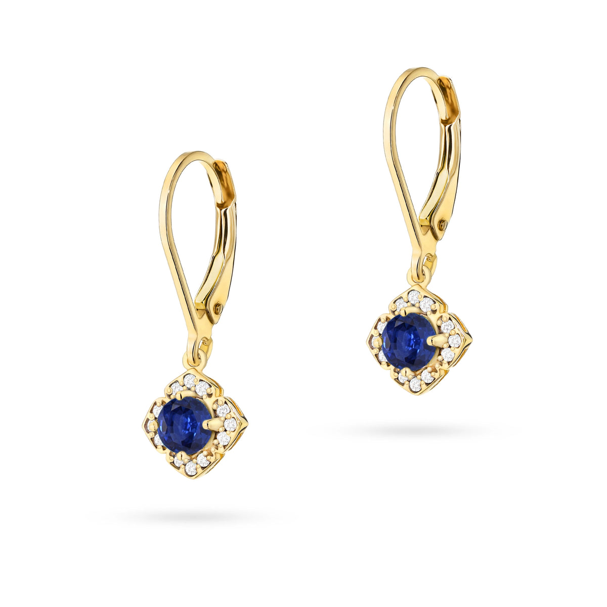 GREMARI 14K gold earrings with two 0.30 ct sapphires and diamonds