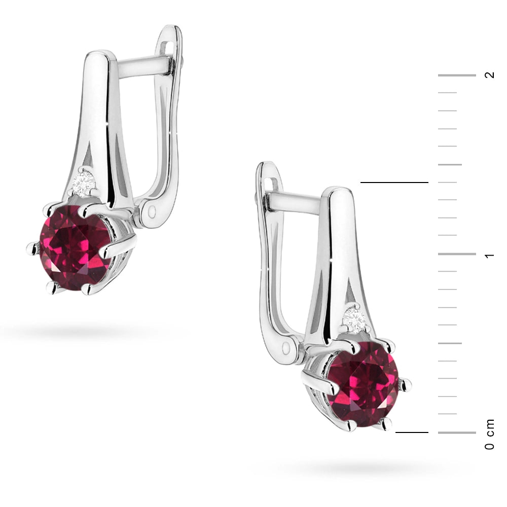 zlaté náušnice s 2 x 0,60 ct rodolity a 0,029 ct doplňkovými diamanty k0572-rhr-01