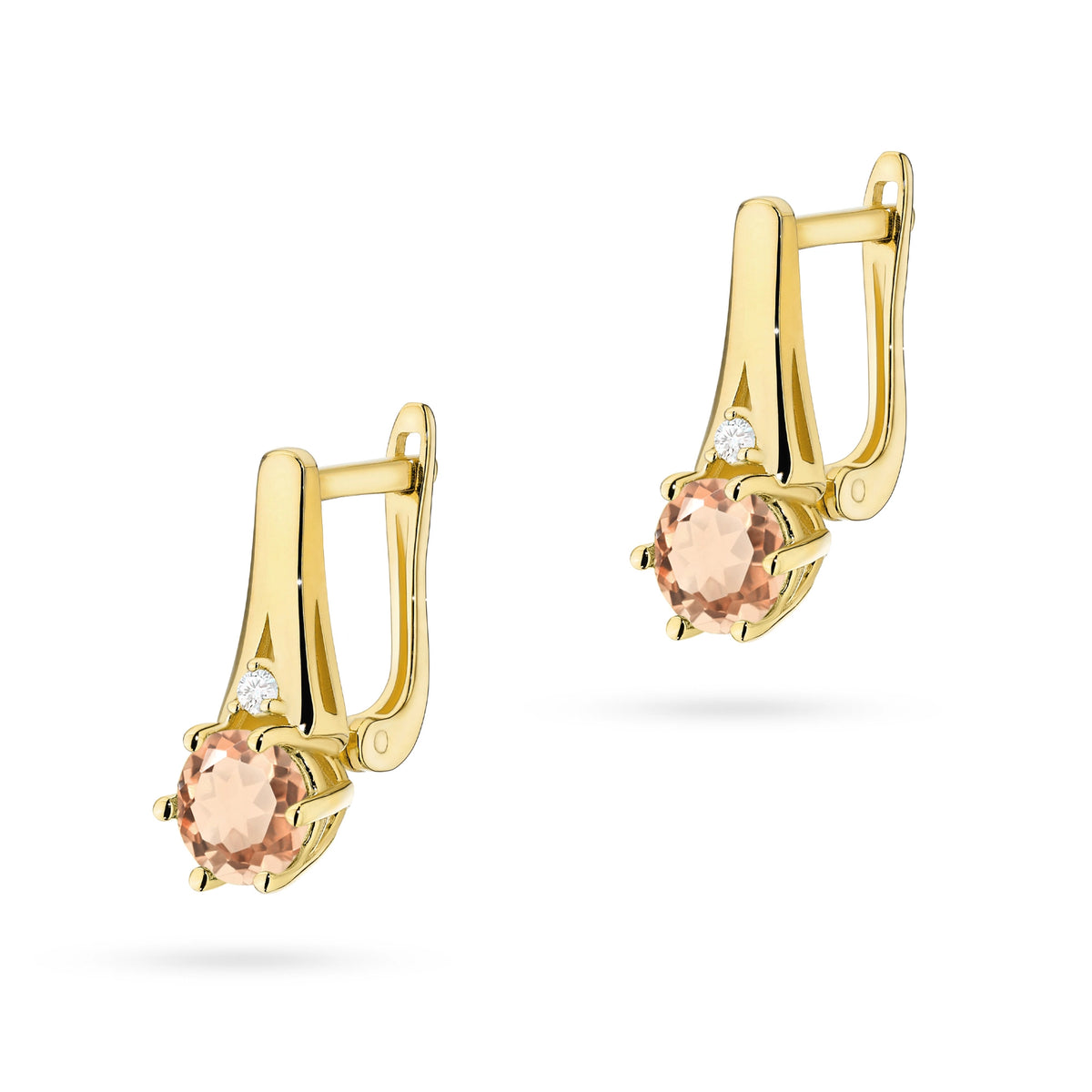 zlaté náušnice s 2 x 0,40 ct morganity a 0,029 ct doplňkovými diamanty k0572-mop-01