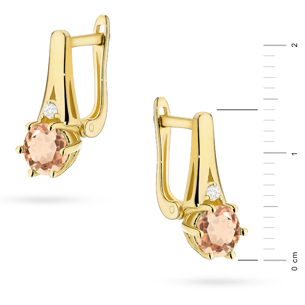 zlaté náušnice s 2 x 0,40 ct morganity a 0,029 ct doplňkovými diamanty k0572-mop-01