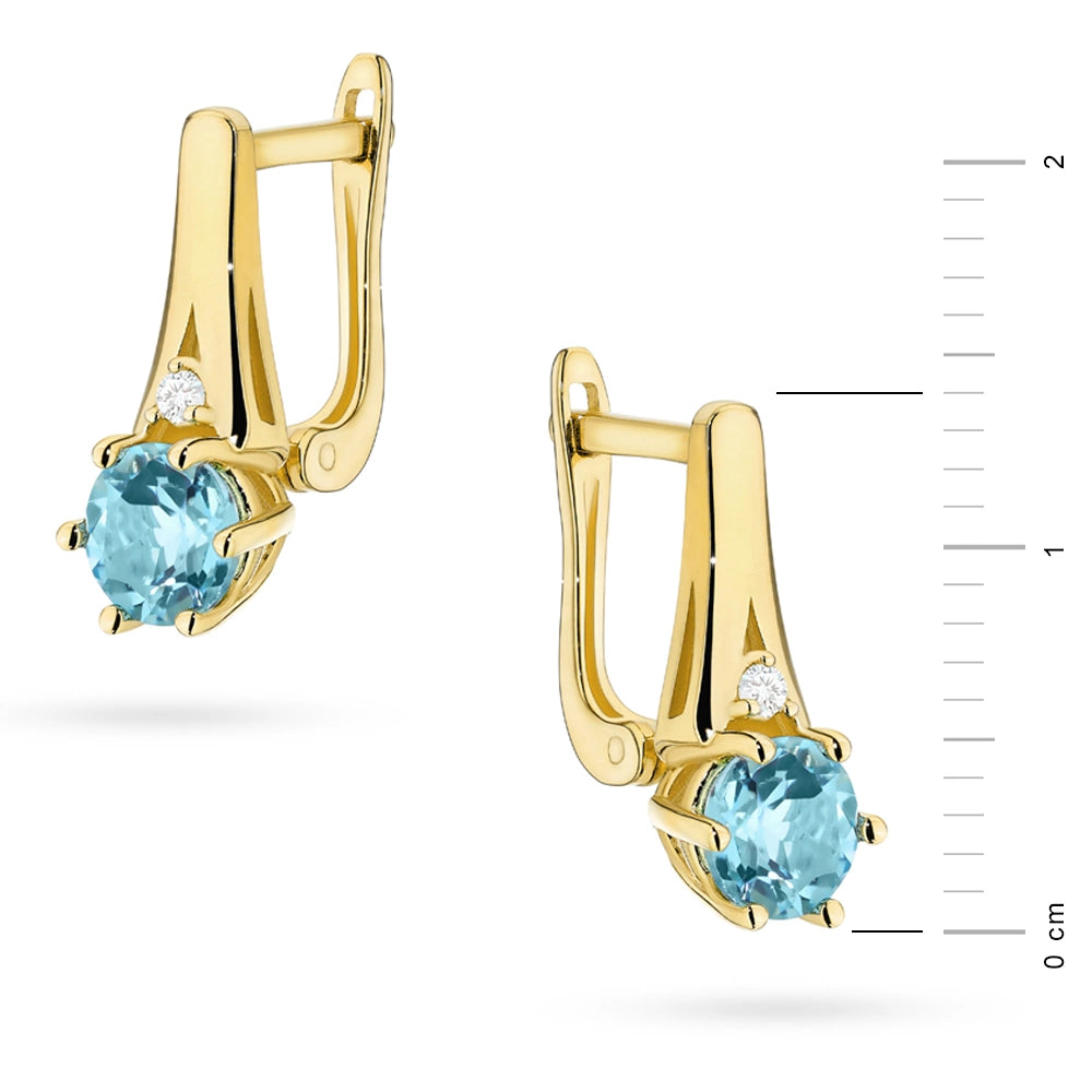 zlaté náušnice se 2 x 0,50 ct topazy a 0,029 ct doplňujícími diamanty k0572-tob-01